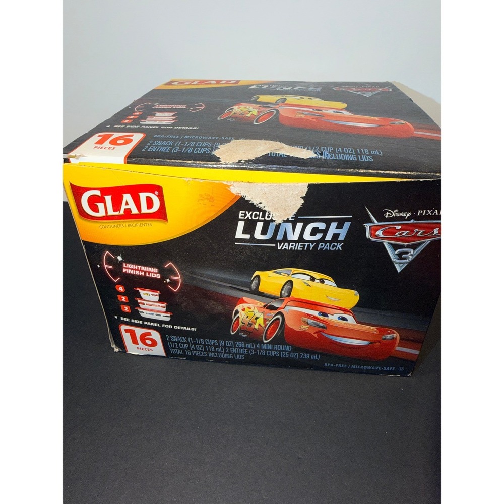 Glad Disney Pixar Cars 3 Lunch Variety Pack 15 Piece Food Storage Set Red Lids